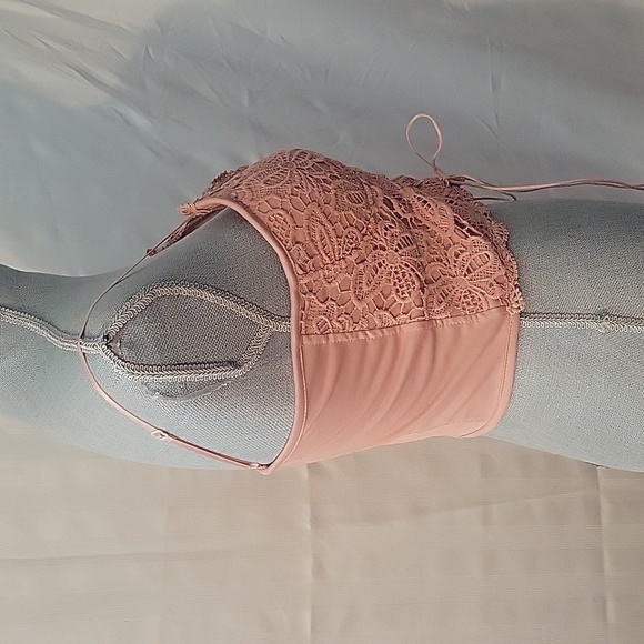 Romwe Women's Pink Lace Corset Top, Size: M - Picture 5 of 8